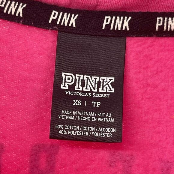 PINK Victorias Secret Cowl Neck Sweatshirt Hot Pink Size XS Fleece Lined Relaxed - Picture 6 of 6